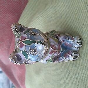 Vintage Cloissone Enamel Cat Figurine